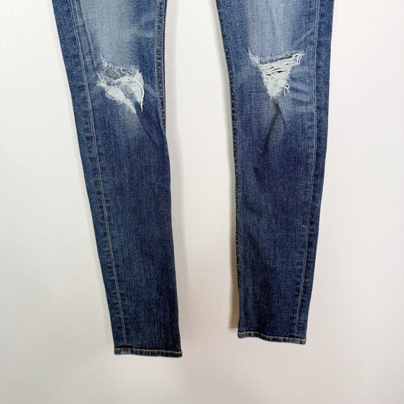 Rag & Bone Womens 26 Medium Blue Skinny Jeans with Ripped Knees Barrons Wash - Picture 4 of 10